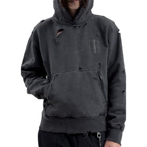 Hoodie Homme Oversize à Épaules Tombantes en Coton Lourd 100% Personnalisé avec Broderie et Patch Effet Vieilli pour l'Hiver - Product Image 1