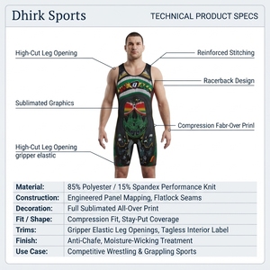 Combinaison de lutte personnalisée en tricot extensible une pièce pour sports de combat OEM - Product Image 5