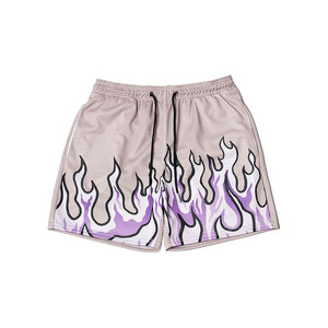 Shorts de sport et de course d'été imprimés en polyester 100% à taille mi-haute, anti-plis, séchage rapide, respirants, avec cordon de serrage, tricotés, décontractés - Product Image 1