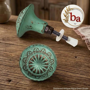 Moroccan Etched Cast Iron Durable Adjustable Kitchen Bedroom Dresser Drawers <b>Wardrobe</b> <b>Handle</b> Pulls Sea Green Color Industrial - Product Image 1