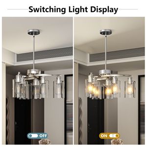Lampadario a 6 Luci in Nichel Spazzolato Regolabile per Sala da Pranzo, Lampada a Sospensione Industriale per Tavolo, Illuminazione per Secondo Piano - Product Image 5