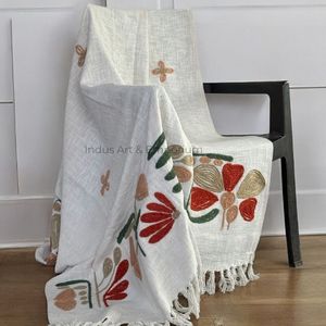 Manta Decorativa de Algodón con Estampado Naranja, Manta para Sofá o Cama, Ecológica, para Todas las Estaciones - Product Image 1