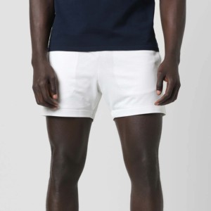 Shorts décontractés pour hommes et garçons, blancs, couleur unie, en toile respirante 100 % coton, séchage rapide, taille mi-haute, fermeture élastique - Product Image 1
