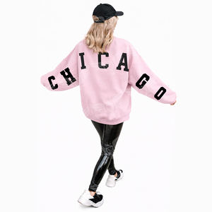 Sweat-shirt unisexe surdimensionné à col rond personnalisé, bleu marine, rose et beige, streetwear, pull décontracté, mode d'hiver - Product Image 5