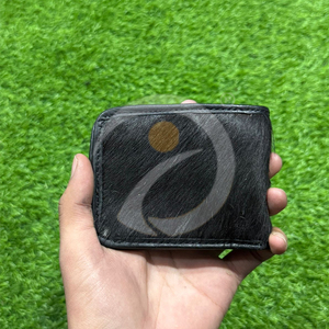 Portefeuille en cuir de vachette premium avec poils, fait main, fin, à double pli, porte-cartes, artisanat authentique de qualité supérieure - Product Image 1