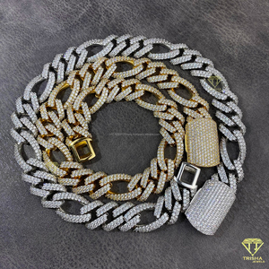 Wholesale <b>Iced</b> Out Cuban Link <b>Chain</b> 925 sterling silver with Moissanite Diamond Men Hip Hop Rapper Jewelry - Product Image 1