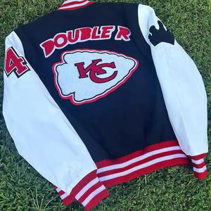 Chaqueta Safari UNISON para Hombre, Negra, con Letras Bordadas, de Lana, Nailon/Algodón, Cuello Alto, Estilo Bomber Deportivo, Impermeable - Product Image 4