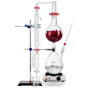 Kit de Destilación de Aceites Esenciales, Aparato de Destilación de 2000 ml, Cristalería de Laboratorio de Borosilicato 3.3, Equipo de Calentamiento de Laboratorio de 1000 W - Product Image 1