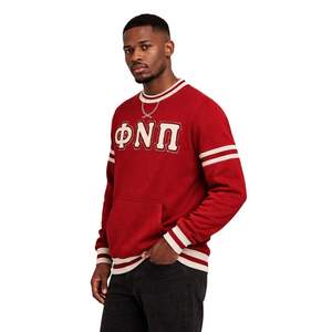 Kappa Alpha Psi Phi Nu Pi Krimson Chenille Crewneck True Size Premium Fleece Embroidered Greek Letter Crest Fraternity Apparel - Product Image 3