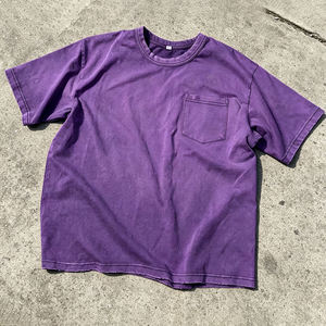 For Oversized <b>Pocket</b> t <b>Shirt</b> Heavyweight Polyester Garment Dyed Vintage Wash Regular Fit Plain Streetwear Front Knitted - Product Image 1