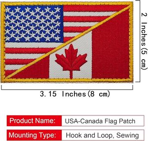 แผ่นปะติดธงชาติอเมริกัน-แคนาดา แบบปัก พร้อมแถบตีนตุ๊กแก ยี่ห้อ Brand - Product Image 2