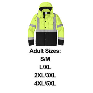 Chaqueta de Trabajo con Capucha Reflectante Personalizada, de Alta Visibilidad, Impermeable, Transpirable, con Luz LED Intermitente, para Guardias de Seguridad en Invierno - Product Image 6