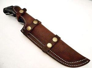 Cuchillo Tanto de Supervivencia y Caza de Acero de Damasco Hecho a Mano con Hoja Recta, Mango de Madera de Color y Funda de Cuero (ODM/OBM Disponible) - Product Image 3