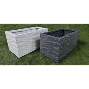 Jardinière KNT moderne en fibre de verre légère et durable pour intérieur/extérieur, finition sculptée à la main, motif circulaire, idéale pour centre commercial - Product Image 2