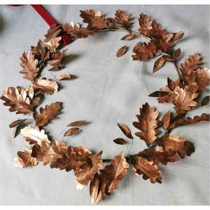 Modern Metal Poinsettia Wreath Handmade Iron Silver Gold Leaf Garland Hoop Christmas Front Door Wall Decor <b>Sign</b> - Product Image 5