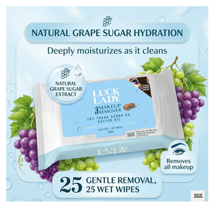 Lingettes humides Luck Lady, 25 unités, pour le soin de la peau et le démaquillage, lingettes cosmétiques en tissu rayonne de qualité supérieure, eau pure RO EDI UV, vente en gros - Product Image 4