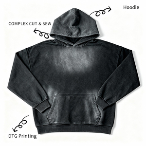 Custom Winter Oversized Crop French Terry Streetwear Puff Printed Pullover Hoodie 100% Cotton 460GSM Washed Silk Screen printing - Product Image 3