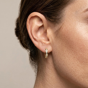 Writing 925 <b>Sterling</b> <b>Silver</b> Lab Grown Diamond Hoop <b>Earrings</b> Round Cut Channel Setting Oval <b>Huggie</b> Jewelry Womens Fine Acces - Product Image 1