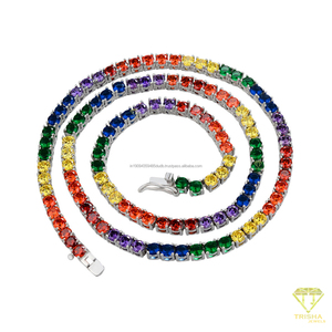 Rose <b>Gold</b> Plated 925 Sterling Silver <b>Tennis</b> <b>Necklace</b> Featuring Brilliant Pink Lab Grown Diamond Stones For Wholesale Buyers - Product Image 5