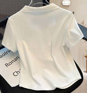 T-shirts pour femmes en coton tricoté Oxford, coupe ajustée, haute qualité, personnalisables, vente en gros, collection été - Product Image 3