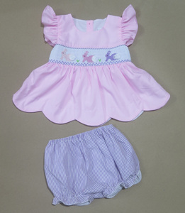 Combinaison rose à volants pour filles, manches à volants, design brodé, style printanier mignon, écologique, respirante, en coton doux - Product Image 4