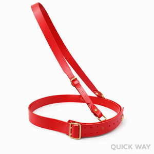 Ceinture rouge en cuir métallisé à sangles croisées, style uniforme – Ceinture d'épaule formelle brillante faite à la main - Product Image 3