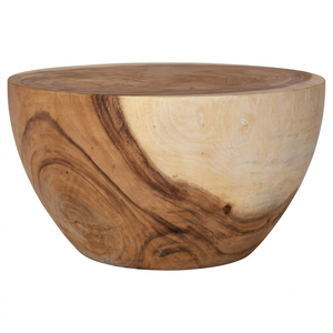Table basse Horizon Bowl, finition naturelle, style moderne, bois de Suar massif, plateau épais de qualité supérieure, meubles de salon pour la maison - Product Image 1