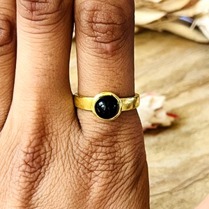 New Arrival Minimalist Onyx <b>Ring</b> Boho Brass <b>Rings</b> For Women 18k Gold Plated <b>Dainty</b> Band Minimal Jewelry for Wholesale/OEM/ODM - Product Image 4