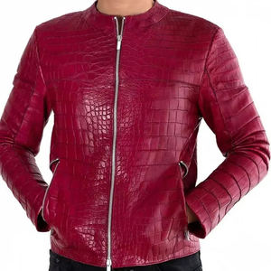 Blouson de motard en cuir fait main pour homme, col montant, style décontracté, fermeture éclair, service OEM, luxe, haute qualité, devant uni - Product Image 6