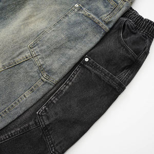 MEESAM LEATHER HOSIERY Jeans de mezclilla unisex 100% algodón de secado rápido, cintura alta, peso pesado, estilo vintage, corte regular, rectos, con relieve - Product Image 4