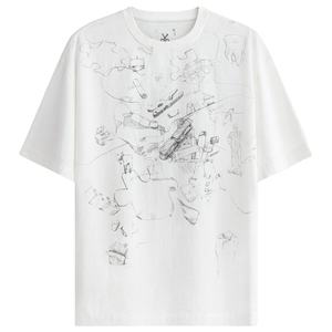 Camiseta de cuello redondo para hombre, camiseta de manga corta 100% de algodón con estampado personalizado, camiseta informal de punto con cuello acanalado para hombre - Product Image 3