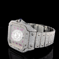 Montre de luxe à affichage analogique en moissanite VVS de fabrication indienne, bracelet en acier inoxydable de 20 mm, disponible au meilleur prix