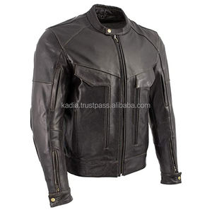 Fashion Motorcycle Men Leather Jackets Solid Colour Stand Collar Men's PU Faux Jacket Coats Casual Zipper High Brand Men Outwear - Product Image 5