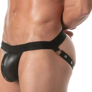 Jockstraps Kinky Snap Negros para Hombre, de Cuero, Estilo Fetiche, con Bolsa Sexy - Product Image 6