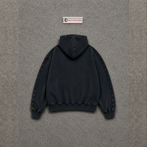 เสื้อฮู้ดดี้พรีเมียมสีดำแบบสวมหัว ทรงโอเวอร์ไซส์ ลุคดิสเทรส ผ้าหนา คลาสสิควินเทจ ทรงหลวม ใส่ได้ทุกวัน สไตล์สตรีทแวร์ พรีเมียม UR - Product Image 6