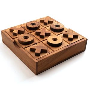 Jeu de société Tic Tac Toe import-export, plateau poli avec blocs X O, jeu de stratégie classique Noughts and Crosses - Product Image 2
