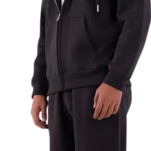 Sweat à capuche zippé noir personnalisé avec logo pour femme, en molleton épais, ensemble de survêtement streetwear, vente en gros - Product Image 4