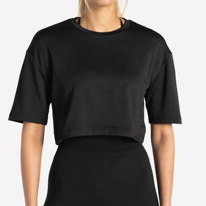 Camiseta Corta de Diseño Nuevo Personalizada para Mujer, Camiseta de Manga Corta con Hombros Caídos, Top Corto Holgado para Mujer - Product Image 2