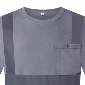 Camisetas reflectantes de alta visibilidad al por mayor, de dos tonos, manga corta, ropa de trabajo industrial, camiseta para hombre en color sólido - Product Image 6