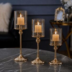 Portavelas Cilíndrico de Vidrio con Baño de Oro, Diseño Moderno, Ecológico, Resistente al Calor, para Pascua y San Valentín - Product Image 5