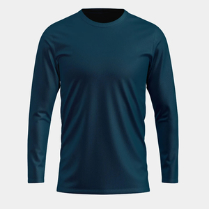เสื้อยืดแขนยาวผู้ชายสีกรมท่า คอกลม ทรงปกติ สีพื้น ผ้าโพลีเอสเตอร์ 100% ถักทอ แห้งเร็ว ดีไซน์เรียบง่าย - Product Image 1