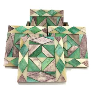 Bone Inlay Rectangle 6mm Thick Modern <b>Coaster</b> Set for Restaurants and Hotels <b>Tables</b> Mats & Pads - Product Image 6
