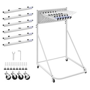 Mobile Blueprint Storage Rack 6 Pack 24 Inch Adjustable Aluminum <b>Clamps</b> Steel <b>Frame</b> with 4 Wheels - Product Image 1