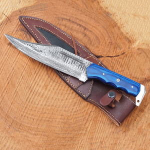 Cuchillo de Caza Multifuncional de Acero de Damasco Hecho a Mano, Mango de Madera Paka, Color Personalizable, Logotipo Personalizable, OEM Disponible - Product Image 1
