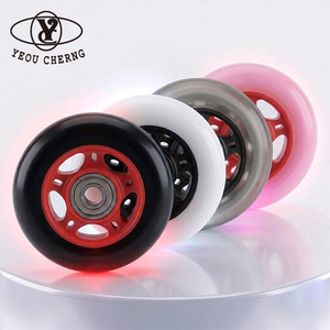 YEOU CHERNG Inline Skate <b>Wheel</b> 90A PU <b>Plastic</b> Flashing Roller Skate <b>Wheel</b> WB08076BB90-1 Front - Product Image 6
