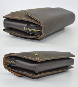 Brown Leather Clutch <b>Wallet</b> with <b>Zip</b> Around Closure and Adjustable Strap - Product Image 3