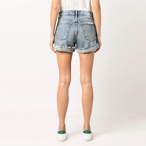 Shorts en jean déchirés taille haute pour femme, ourlet brut, style décontracté pour l'été - Product Image 6