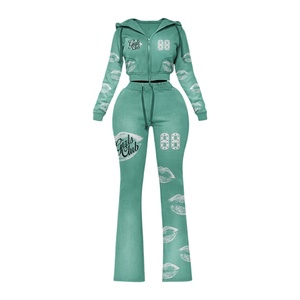 2026 New Arrival Winter Vintage Custom Logo Embroidered Lace Pullover Cropped Hoodie <b>Women</b> 2 Piece <b>Shorts</b> Set High Quality - Product Image 5