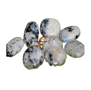 คริสตัลอินเดียตกแต่งลายรุ้งมูนสโตนแกะสลักรูปหินปาล์มสีฟ้างานฝีมือคริสตัลอื่นๆ - Product Image 2