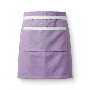 Delantal Morado Tejido con Ribete Blanco y Bolsillo para Mujeres, Uniforme para Camareras de Restaurante y Bar - Product Image 1